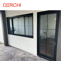 Porte d'entrée extérieure DERCHI NFRC en aluminium à double vitrage, design Crittal, en verre trempé, à battants, vente en gros d'usine