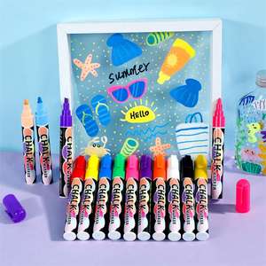 Marcadores de <span class=keywords><strong>tiza</strong></span> <span class=keywords><strong>a</strong></span> granel para reventa Marcador de <span class=keywords><strong>tiza</strong></span> líquida de Punta reversible de 6mm Marcador de vidrio borrable en húmedo - Product Image 2