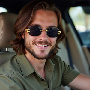 Gafas de Sol sin Marco para Hombre JY-9070, Lentes de PC Negras, Protección UV400, Diseño Cuadrilateral, Origen Taizhou - Product Image 4