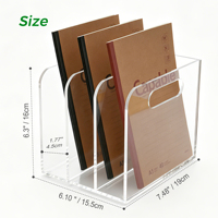 Organisateur de bureau en acrylique transparent à 3 compartiments pour magazines et documents, support de rangement de bureau en acrylique OEM d'usine