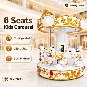 Carrusel Infantil de 6 Asientos con Monedas, Mini Carrusel para Centros Comerciales y Parques de Diversiones Interiores - Product Image 1