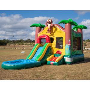 Combo Inflable con Temática Tropical y Piscina, Casa <span class=keywords><strong>de</strong></span> Brinco Comercial con Pequeño Circuito <span class=keywords><strong>de</strong></span> Obstáculos - Product Image 1