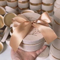 Emballage cadeau en velours champagne personnalisé avec logo, tube rond élégant de luxe, grand tube vide, boîte à bonbons de mariage avec ruban