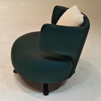 Fauteuil de salon pivotant moderne avec coussin moelleux, revêtement en PU, support en acier carbone