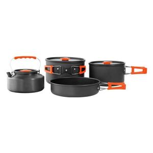 Batterie de cuisine de camping portable d'extérieur en acier inoxydable de trois pièces comprenant une bouilloire et une cuisinière à <span class=keywords><strong>cassette</strong></span> avec poêle à frire - Product Image 5