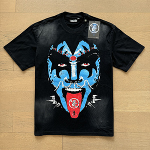 T-shirt en <span class=keywords><strong>coton</strong></span> peigné à manches courtes, coupe ample, grande taille, style streetwear américain, délavé et vieilli, avec imprimé lettres, pour le marché international - Product Image 4