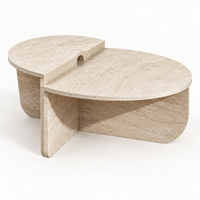 MEUBLES JIAMEIJIA |   Ensemble de tables basses gigognes effet travertin en trois pièces