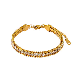 新しいファッションテニスチェーンブレスレットエレガントライトラグジュアリーカラフルジルコンブレスレットバングル18 Kゴールドメッキステンレススチール - Product Image 3