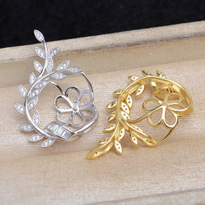 Base de Plata 925 para Joyería DIY, Accesorios JG5897, Base Vacía con Forma de Espiga de Trigo y Hoja de Camuflaje para Fabricación de Joyas - Product Image 4