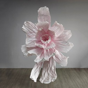 Grande Fiore di Carta Plastica per Decorazione di Sfondo Matrimoniale, Fatto a Mano, Stile <span class=keywords><strong>Chen</strong></span>, Plissettato, Bellissimo - Product Image 2