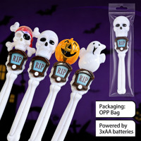 Baguettes lumineuses LED d'Halloween : Crâne, Citrouille, Fantôme, Pirate – Bâtons lumineux effrayants et rotatifs pour enfants – Accessoires de fête d'Halloween