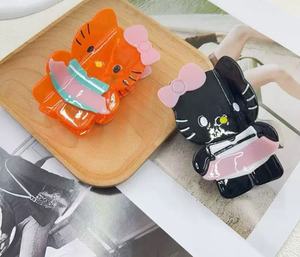 Pince à <span class=keywords><strong>cheveux</strong></span> artisanale en acétate JingLan, style japonais et coréen, écologique, de haute qualité, colorée, à thème animalier, motif chat de dessin animé, pour femmes - Product Image 2