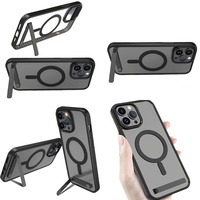 Casing Transparan Magnetik Tahan Lama dengan Holder untuk iPhone 11 12 13 14 15 16 Pro Max 17 Air Plus, Anti-Kuning untuk Penutup iPhone