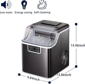 Machine à glaçons en forme de nuggets, plastique, portable, glaçons compactes, pour comptoir, fonction autonettoyante, 26 lb/24 h, 9 cubes - Product Image 4