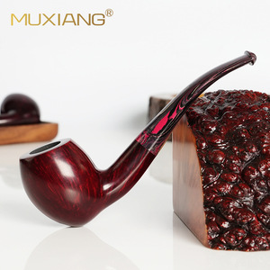 MUXIANG Briarwood Smoking Pipe Bent Type 3mm Filter Rubber Mouthpiece Tobacco Pipe - Product Image 1