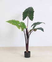 Plante artificielle de taro arc-en-ciel de style exotique, faux arbre vert en pot avec grandes feuilles pour la maison, le bureau et la décoration