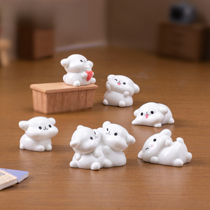 Figura de cachorro blanco y adorable de Weijs, <span class=keywords><strong>Casa</strong></span> de Muñecas Mengli, accesorios decorativos DIY, pequeño adorno de micropaisaje para escritorio - Product Image 1