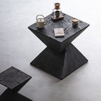 Table basse en bois massif style Wabi-sabi, table basse minimaliste pour petits espaces, base en bois personnalisée comme pièce décorative