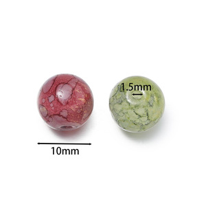 Cuentas de cristal con efecto jade de flor desplegable, redondas de 10mm para fabricación de joyas, 50 unidades, cuentas de vidrio iridiscentes color oro hielo, Verano 2024 - Product Image 4