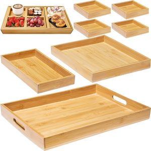 Plateau de service classique en bois avec finition mate lisse, écologique, pour servir des aliments, présenter des articles ou organiser des espaces - Product Image 1