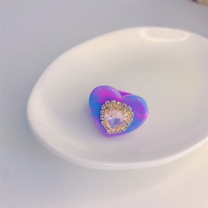 Đầy Màu sắc minh bạch nhựa acrylic mặt hình trái tim dễ thương hợp thời trang Nhẫn - Product Image 5