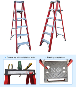 Échelle <span class=keywords><strong>télescopique</strong></span> en fibre de verre isolée pour électricien, rouge, haute résistance, 5 marches, pour utilisation en salle de bain, certifiée ANSI, capacité de charge de 330 lb - Product Image 5