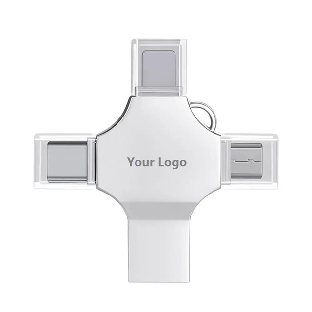 Fast Speed Pendrive Usb 3.0 4 in 1 Otg Type-c 128gb 64gb 32gb 16gb Metal Alloy Custom Printing Usb Flash Drive