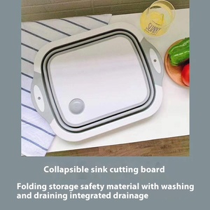 Planche à découper pliante multifonctionnelle Évier de cuisine en plastique Lavabo à légumes Panier d'égouttage pour <span class=keywords><strong>Amazon</strong></span> Nouvelles fournitures - Product Image 2