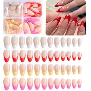 96 pièces/boîte – <span class=keywords><strong>Faux</strong></span> ongles à presser blancs amande, couleur unie, style français <span class=keywords><strong>simple</strong></span>, brillants, couvrance totale pour femmes - Product Image 2