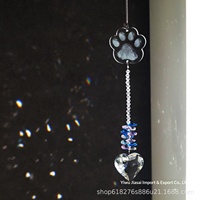 Attrape-soleil en cristal blanc avec motif de pattes de chats et de chiens, pendentif clochette éolienne de luxe pour cadeaux d'affaires - Approvisionnement transfrontalier