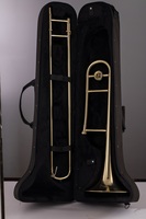 Professional Bb Key Brass Tenor Trombone Gold Lacquer Finish Easy Install for Stage Performance