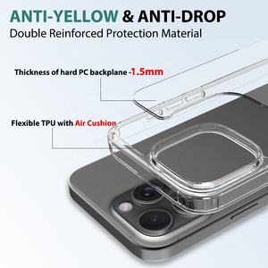 Funda Transparente de Lujo Antiamarilleo y Antigolpes para iPhone 17 16 15 11 12 13 14 Pro Max Plus XS XR 16E, Carcasa Trasera Transparente - Product Image 3