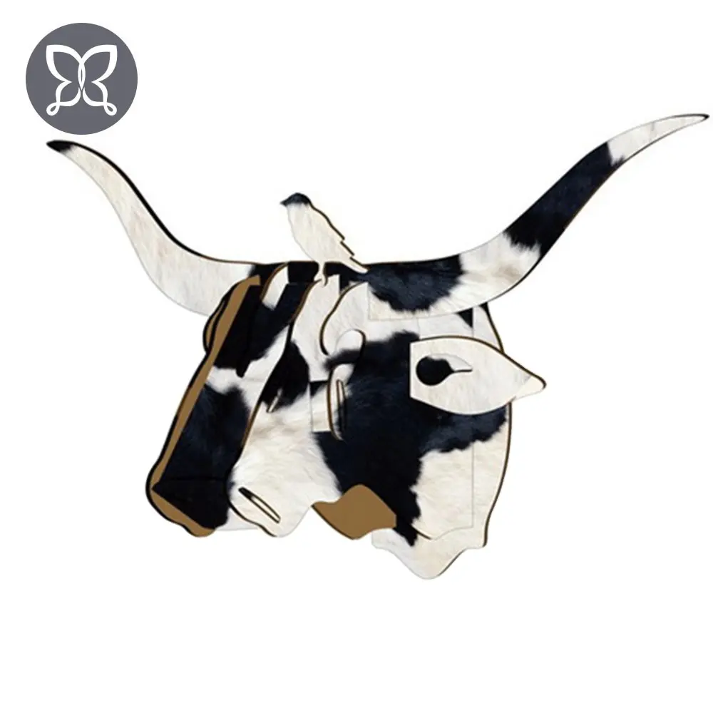 Modern animal heads wall hanging fancy wooden mannequin cow head cute Decor animals kids room