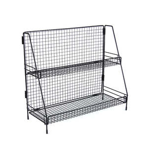 أرفف حمام شبكية متينة من مستويين حديثة ، خزانة سلكية غير مطوية ، منظم تخزين لتخزين المطبخ - Product Image 1