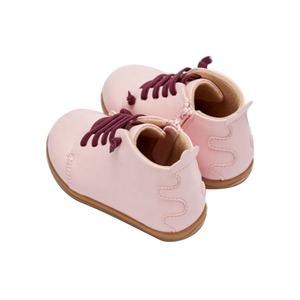 新しいデザインピンク本革レースアップジッパーキッズアンクルガールズブーツ - Product Image 6