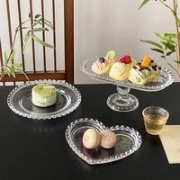 Amour coeur bord verre assiette de fruits assiettes à pied haut ménage Transparent assiette à Dessert plateau à gâteau