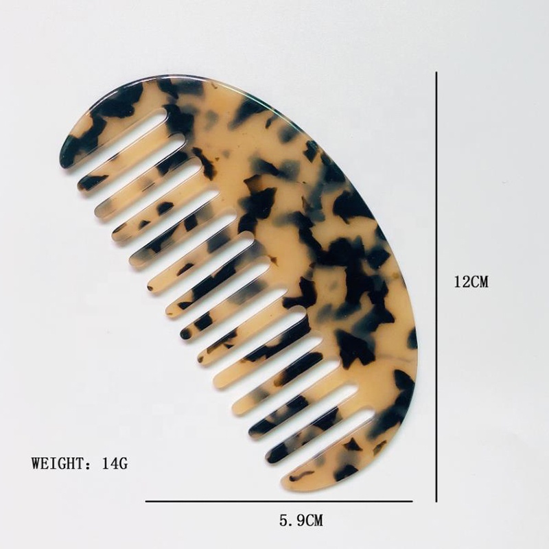 Handmade cellulose acetate hair comb for bride, private logo men's acetate beard without handle