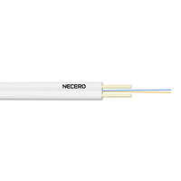 Kabel Fiber Optik Flat Drop FTTH GJXFH 2 Core G657A1 dengan Kawat Messenger Indoor 1KM 2KM FRP KFRP LSZH