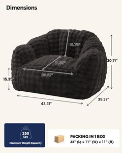 Cómodo Sillón Puff Gigante, Sillón Puff Esponjoso con Reposabrazos, Sillón Puff de Espuma Viscoelástica para Adultos, Dormitorio, Sala de Estar - Product Image 2