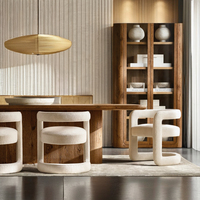 Nouveauté Meubles de luxe Tables de salle à manger Ensemble de 8 tables rondes Table et chaises en bois de chêne massif