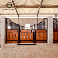 Porte de box pour chevaux portable sur mesure, avec cadre en acier galvanisé et partie inférieure entièrement en bambou