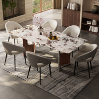 Ensemble de table et chaises de salle à manger carrées de style italien moderne et luxueux, table en pierre de cristal haut de gamme pour la maison et l'hôtel