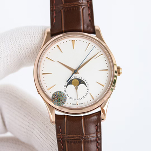 Reloj de Lujo Edición Personalizada 2026, Automático, con Fase Lunar, Fecha, Cristal de Zafiro, Caja Ultrafina de Oro Rosa de 40 mm, Correa de Cuero Marrón - Product Image 1