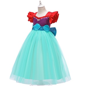 Disfraz de Sirena <span class=keywords><strong>Ariel</strong></span> para Halloween, Vestido de Fiesta con Mangas Abullonadas para Niñas, Elegante Vestido de Tul con Flores para Cumpleaños, Vestido de Princesa - Product Image 5