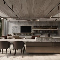 Meubles de cuisine de luxe européens en marbre Song Design, ensemble de salle à manger moderne et écologique pour appartement, hôtel, chambre à coucher
