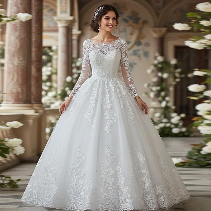 wedding dresses lace and diamonds NEWTONSTEIN Diamond Lace Wedding Dress O-neck Beading Ball Gown Wedding Dresses off White 26W