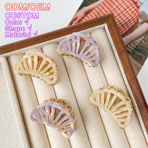 ODM/OEM Korean Fan-shaped Casual <strong>Bath</strong> Grabber Bun <strong>Scrunchie</strong> Hair Clip Alloy Simple Back-of-Head Hair Grab Wholesale - Product Image 1