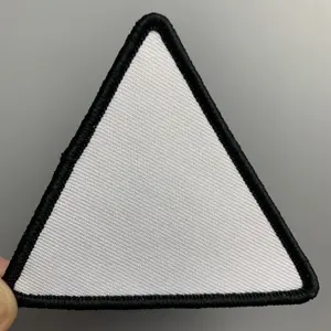 Custom Iron On Heat Seal Round Blank White Twill Patch With Merrow Border For DIY Heat Transfer Dye Sublimation Printing Patch