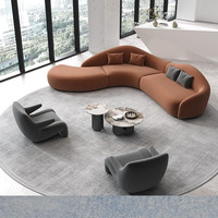 Ensemble de canapés modulaires incurvés modernes pour réception de bureau avec fauteuils pour hall d'accueil, salle de réunion, mobilier commercial rond en tissu doux