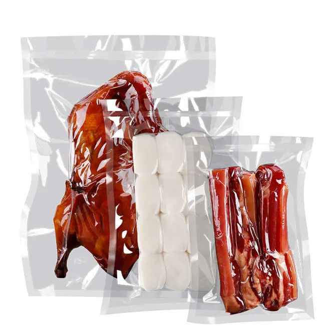 Prezzo di fabbrica della cina sacchetto di imballaggio sottovuoto sigillato su 3 lati per uso alimentare/sacchetto di storta in nylon per alimenti congelati con tacca a strappo
